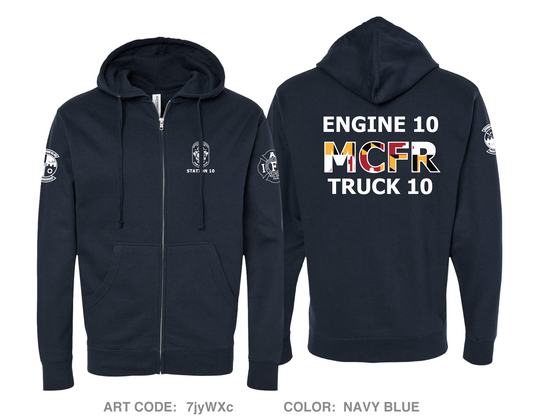 MCFRS Station 10 Comfort Unisex Cotton Blend Full-Zip Hooded Sweatshirt - 7jyWXc