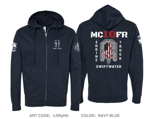 MCFRS Station 10 Comfort Unisex Cotton Blend Full-Zip Hooded Sweatshirt - L5WpHb