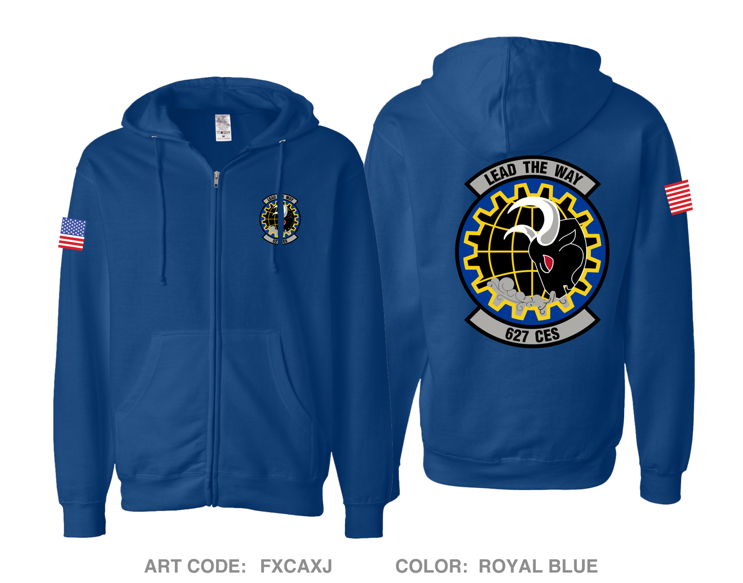 627th Civil Engineer Squadron Comfort Unisex Cotton Blend Full-Zip Hooded Sweatshirt - FXCAXJ