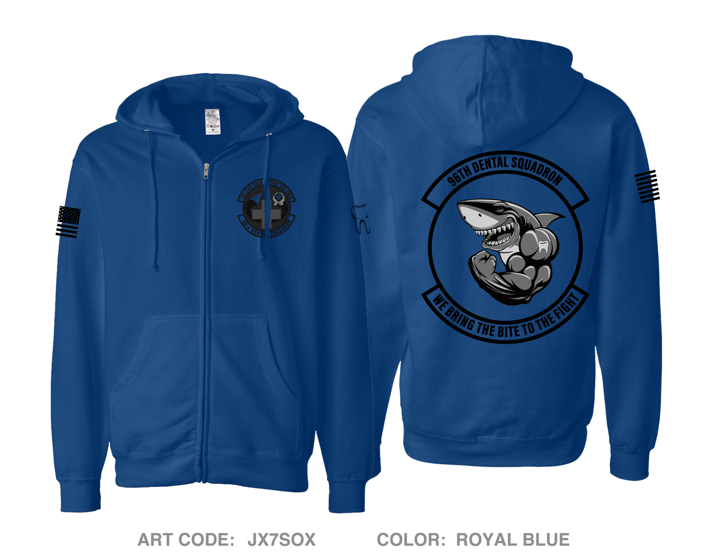 96th Dental Squadron Comfort Unisex Cotton Blend Full-Zip Hooded Sweatshirt - JX7SOX