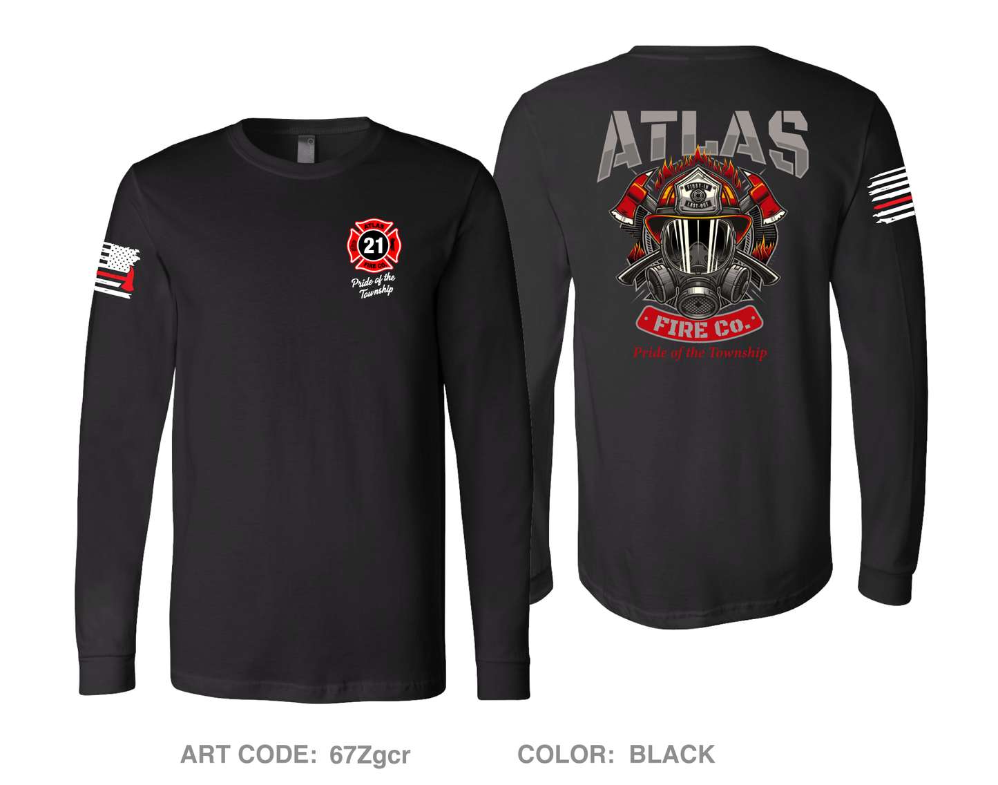 Atlas Fire Co. Comfort Men's Cotton LS Tee - 67Zgcr