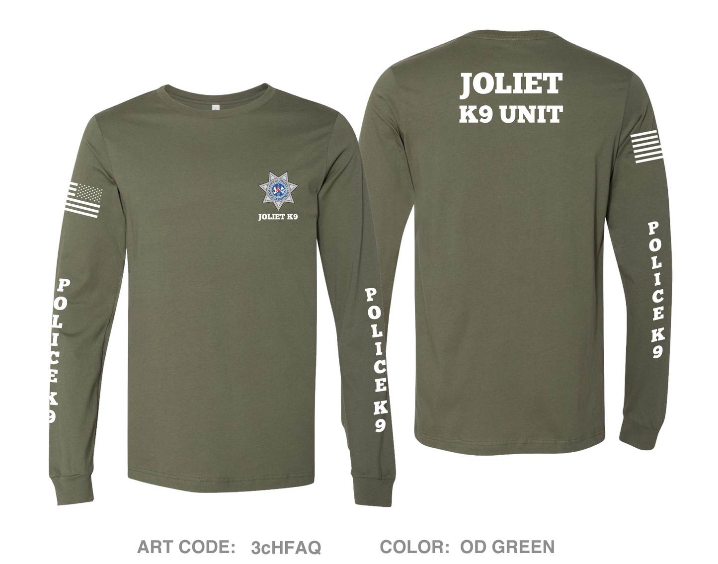 Joliet Police K9 Unit Comfort Unisex Cotton LS Tee - 3cHFAQ