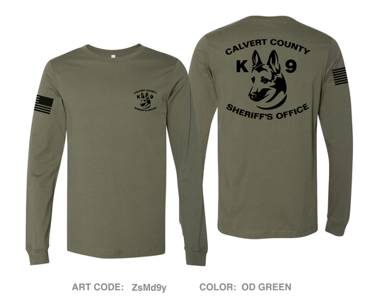Calvert County Sheriff's Office K-9 Unit Comfort Unisex Cotton LS Tee - ZsMd9y