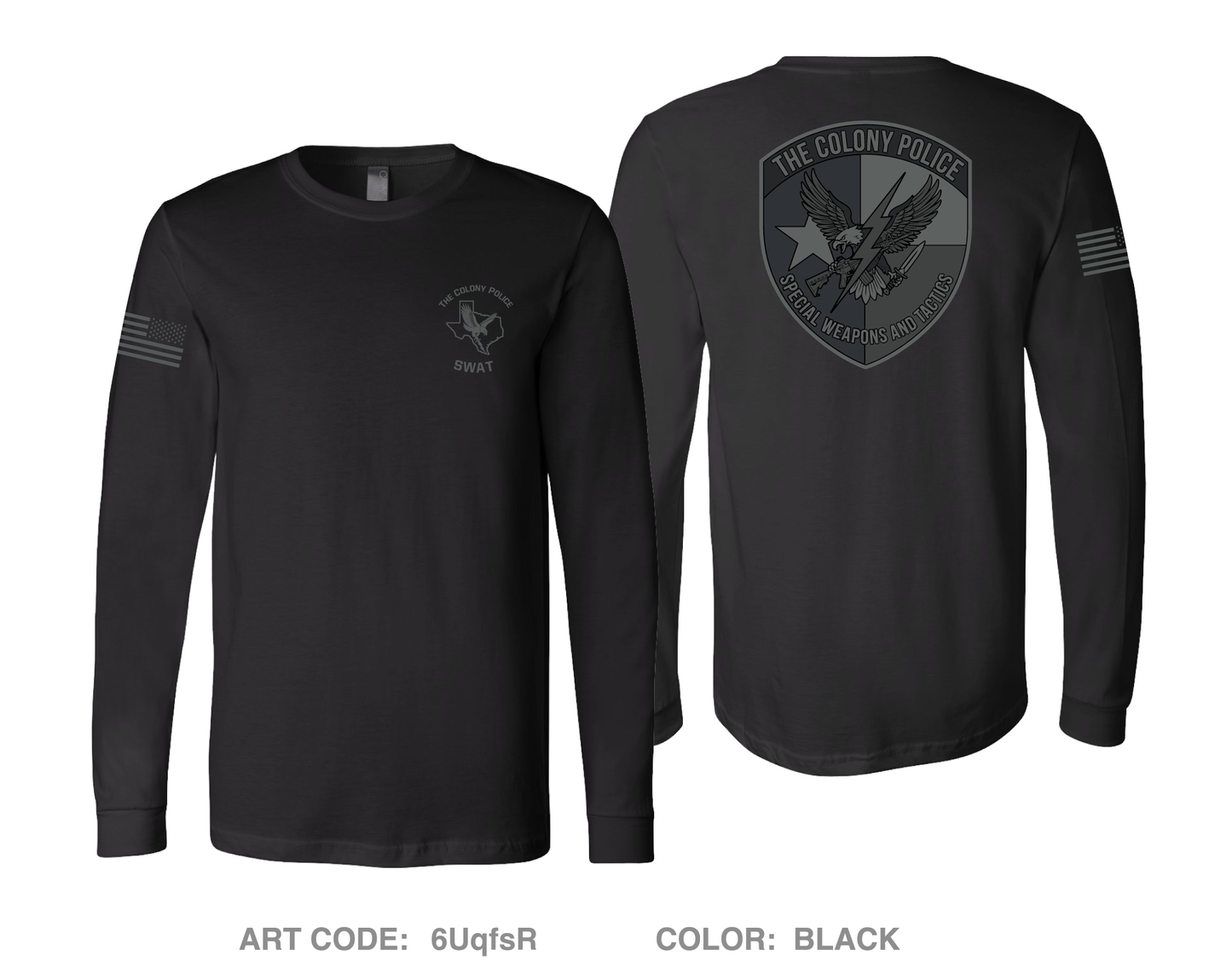 The Colony Police Department SWAT Comfort Unisex Cotton LS Tee - 6UqfsR