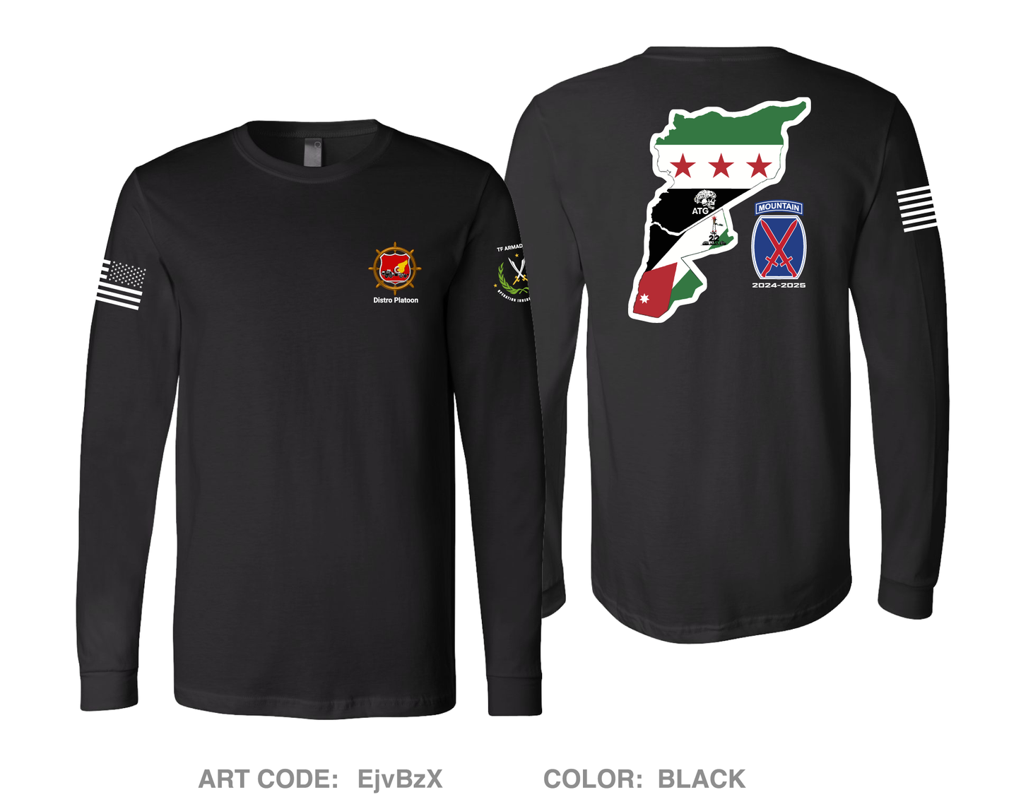 Distro platoon, 1-32 IN BN, 10 MTN DIV Comfort Unisex Cotton LS Tee - EjvBzX