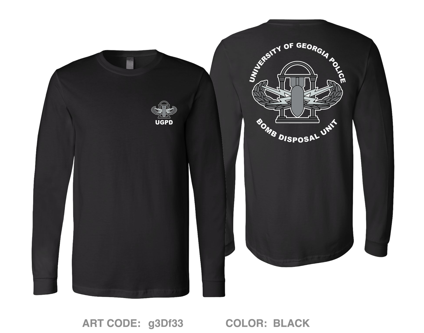 University of Georgia Bomb Disposal Unit Comfort Unisex Cotton LS Tee - g3Df33
