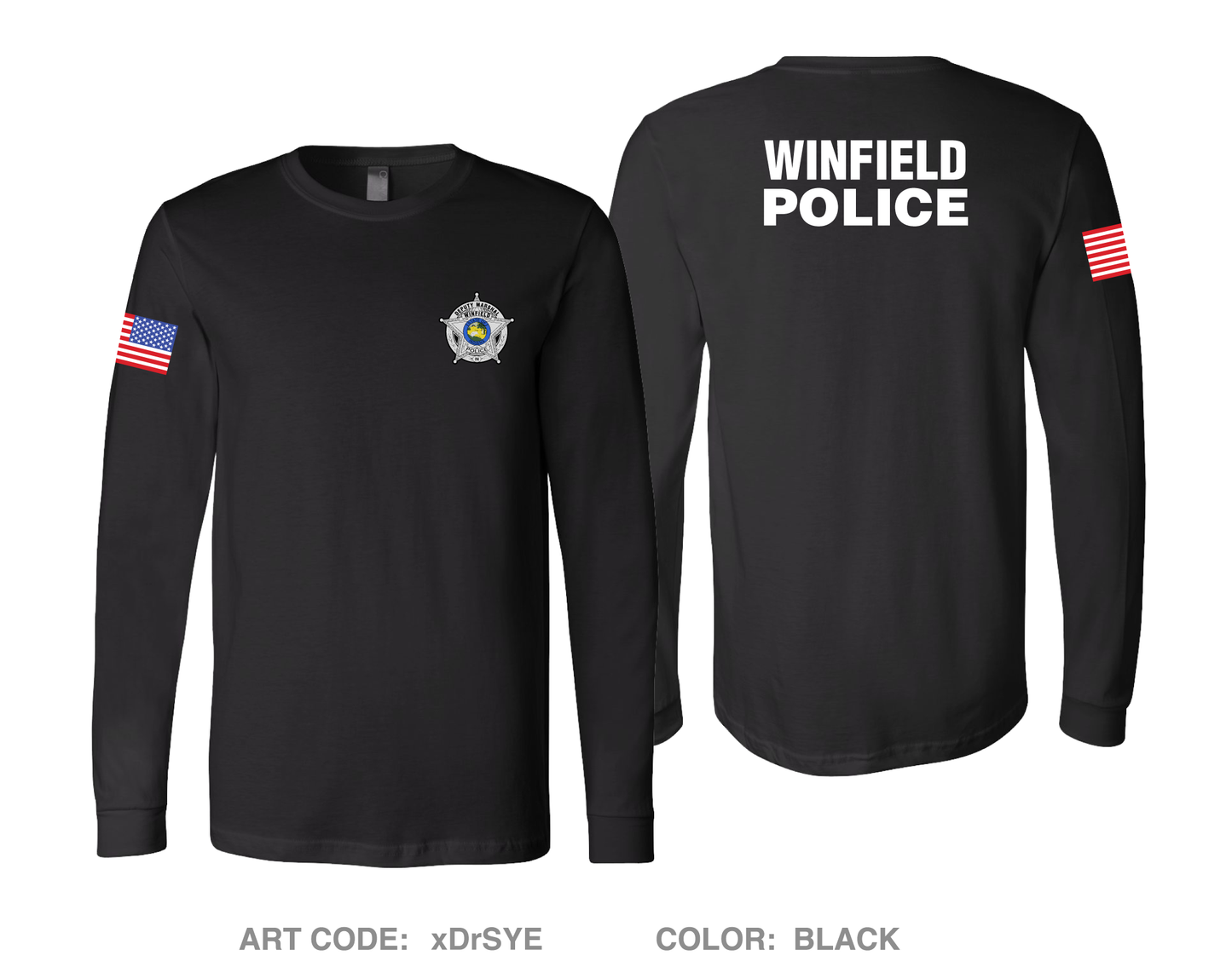 Winfield Police Department Comfort Unisex Cotton LS Tee - xDrSYE