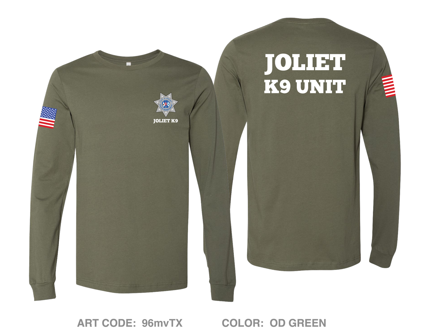 Joliet Police K9 Unit Comfort Unisex Cotton LS Tee - 96mvTX