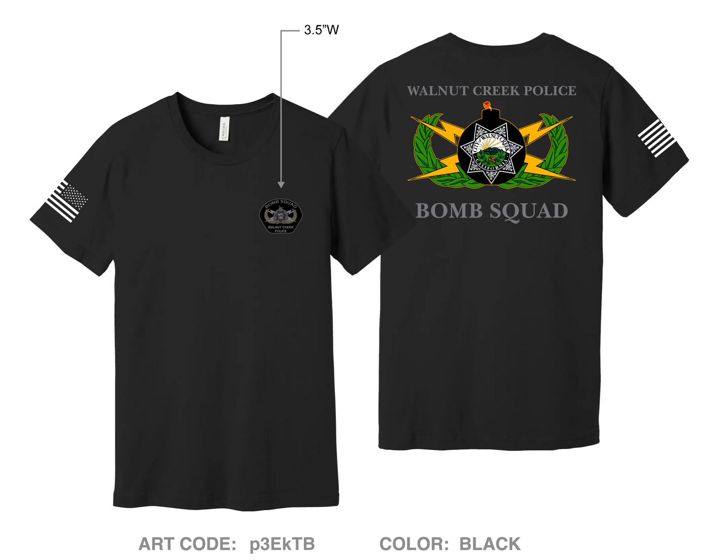 Walnut Creek Police Bomb Squad Comfort Unisex Cotton SS Tee - p3EkTB
