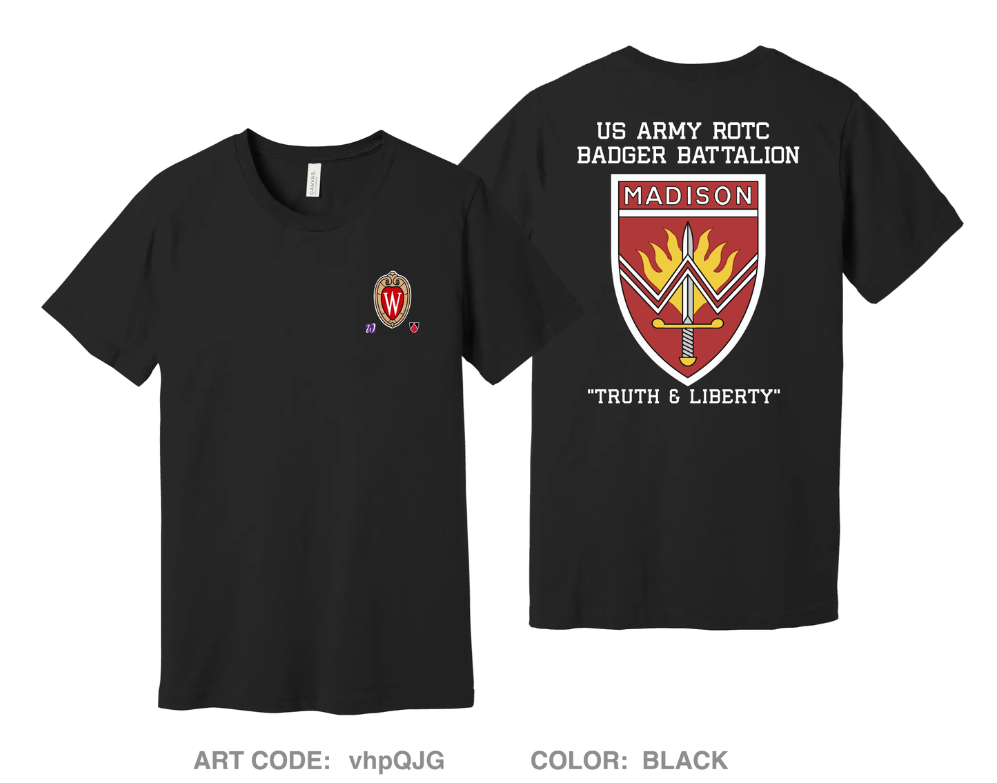 Badger BN Army ROTC Comfort Unisex Cotton SS Tee - vhpQJG