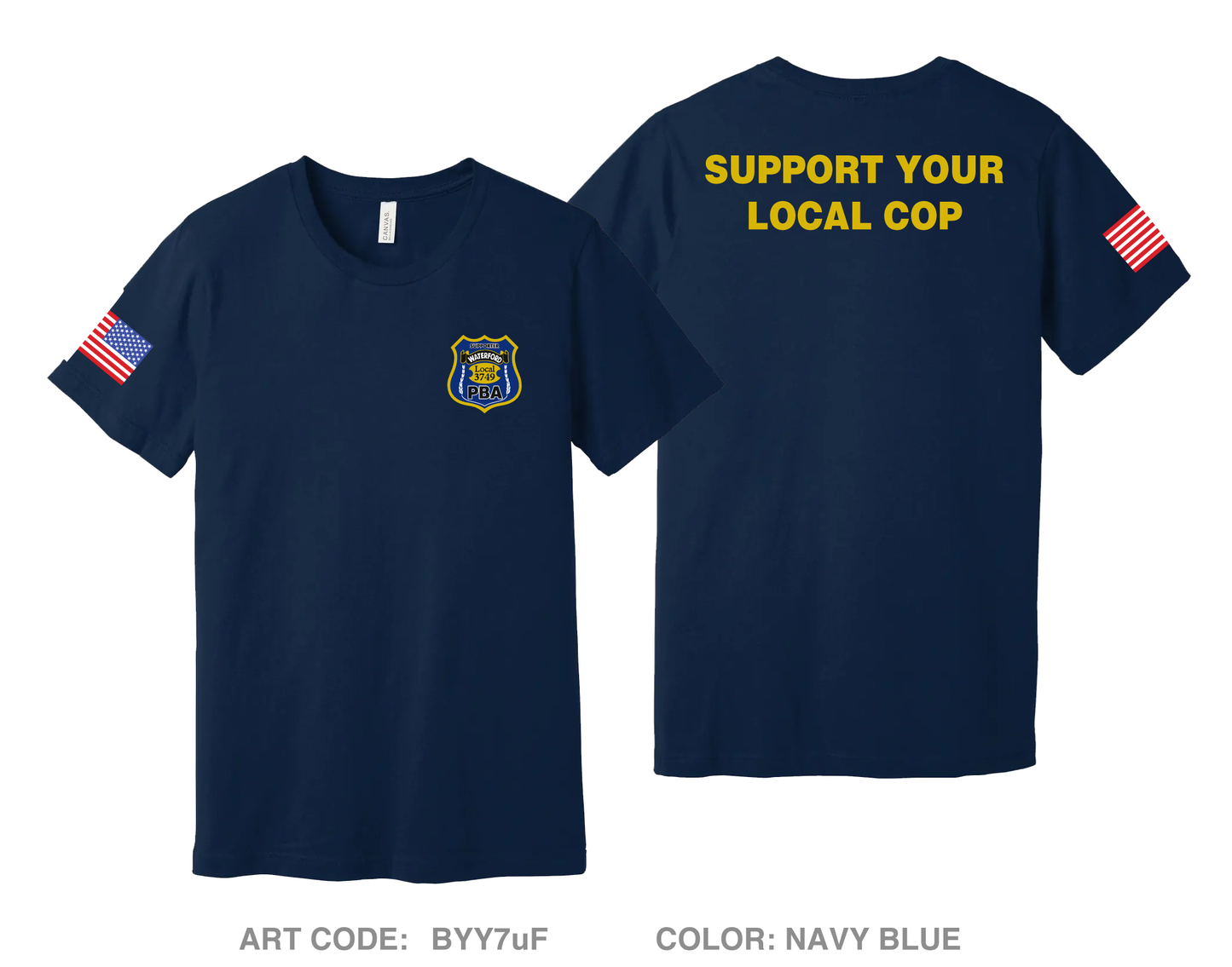 Town of Waterford Police Department Comfort Unisex Cotton SS Tee - BYY7uF