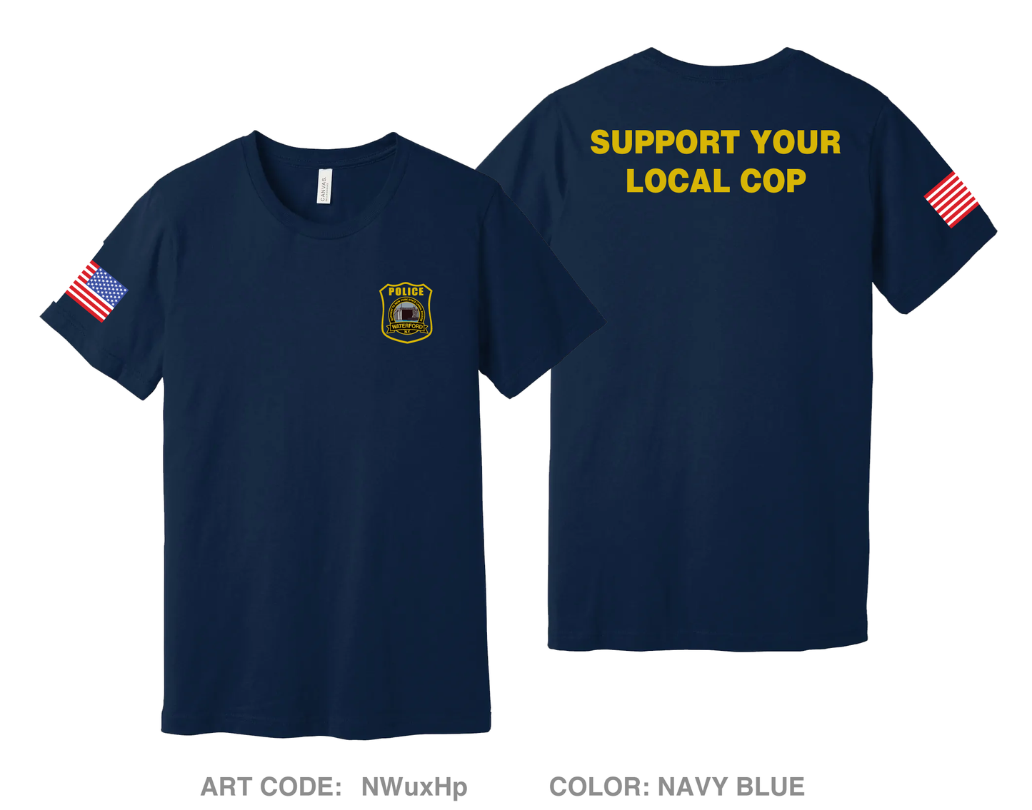 Town of Waterford Police Department Comfort Unisex Cotton SS Tee - NWuxHp