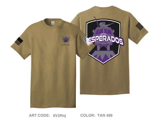 Distro Desperados, I Co, 2-87 IN BN Comfort Unisex Cotton SS Tee - 6V2Rnj