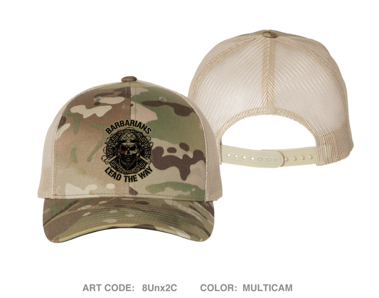 Barbarians / B Co 3-144 INF REG Embroidered Snapback Trucker Cap - 8Unx2C