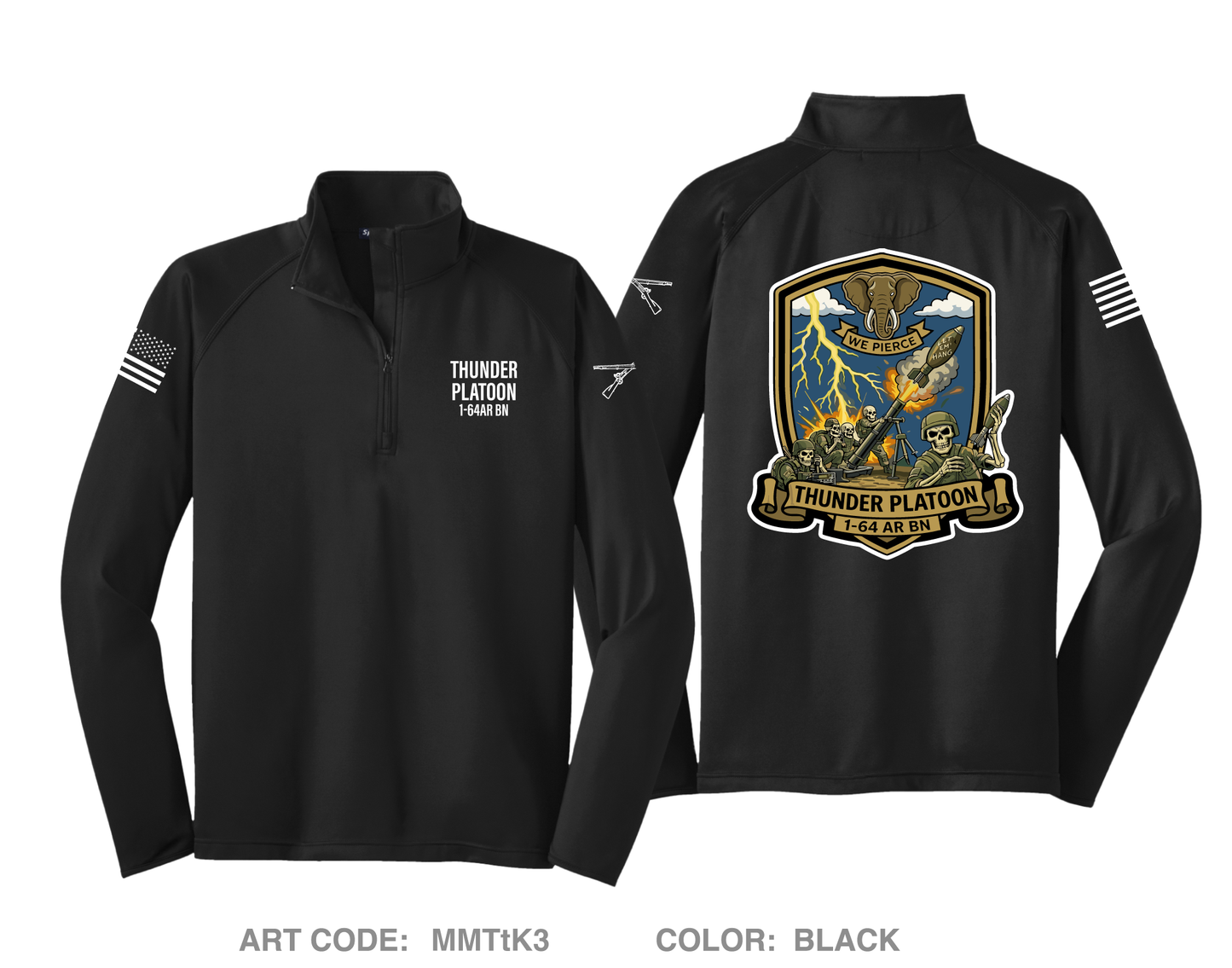 Thunder Platoon, 1-64AR BN Hi-Tech Performance Quarter-Zip Fleece Jacket - MMTtK3