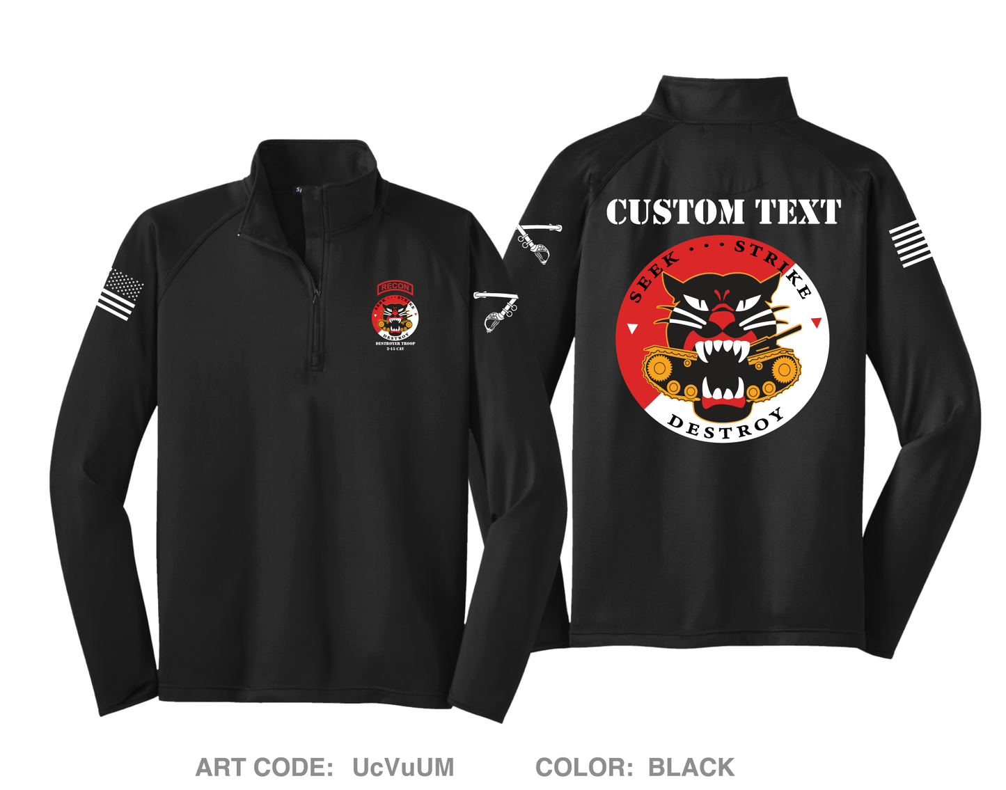 CUSTOM Destroyer Troop 2-15 CAV Hi-Tech Performance Quarter-Zip Fleece Jacket - UcVuUM