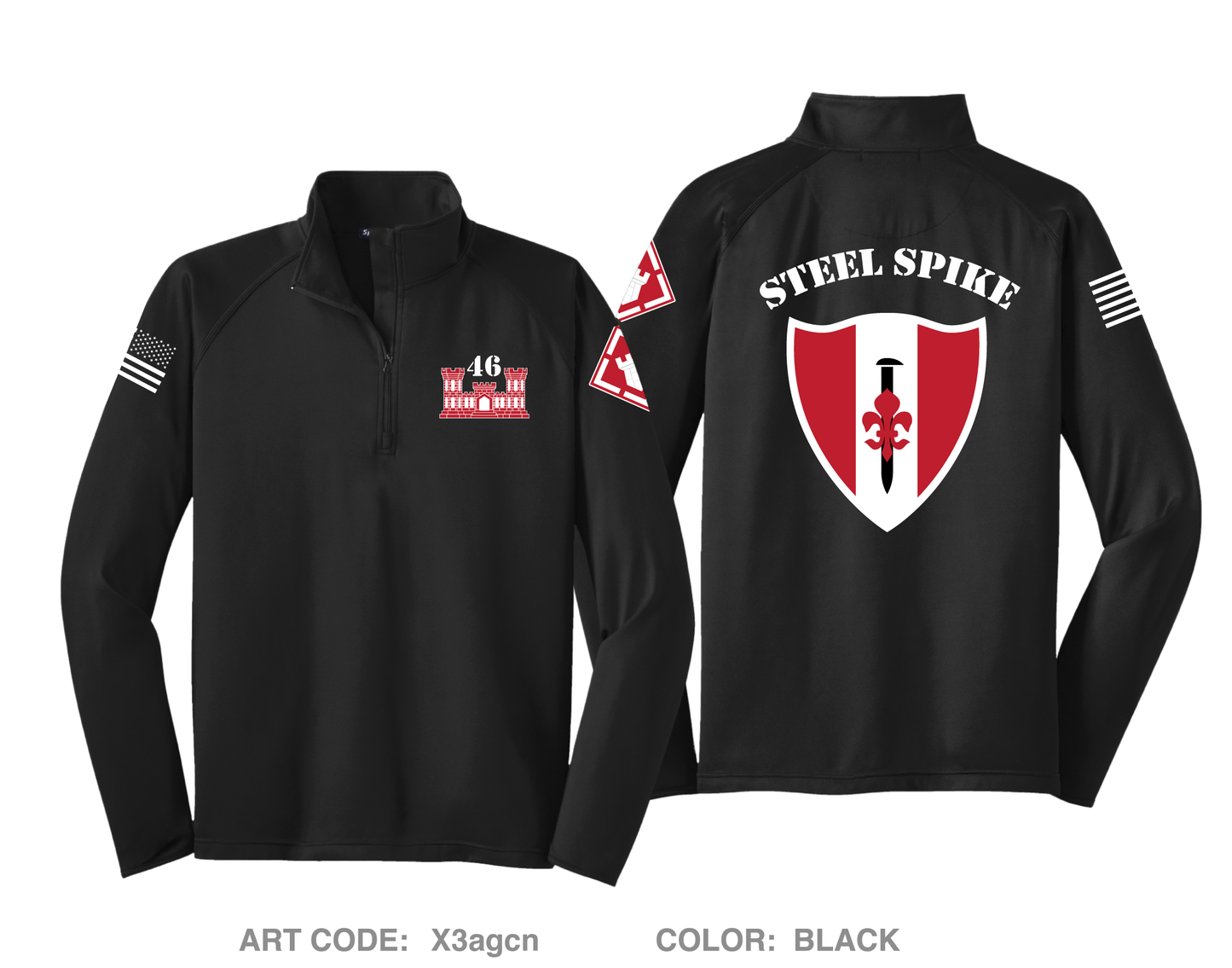 46th Engineers Hi-Tech Performance Quarter-Zip Fleece Jacket - X3agcn
