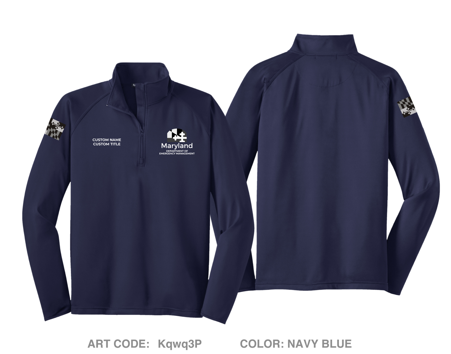 CUSTOM Maryland Department of Emergency Management Hi-Tech Performance Quarter-Zip Fleece Jacket - Kqwq3P