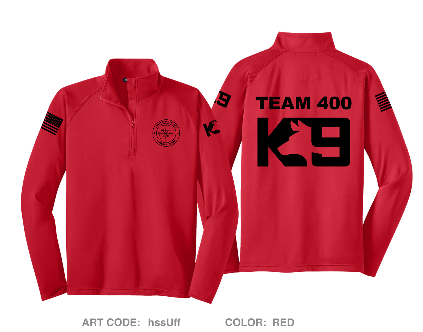 CUMBERLAND COUNTY SEARCH AND RESCUE Hi-Tech Performance Quarter-Zip Fleece Jacket - hssUff
