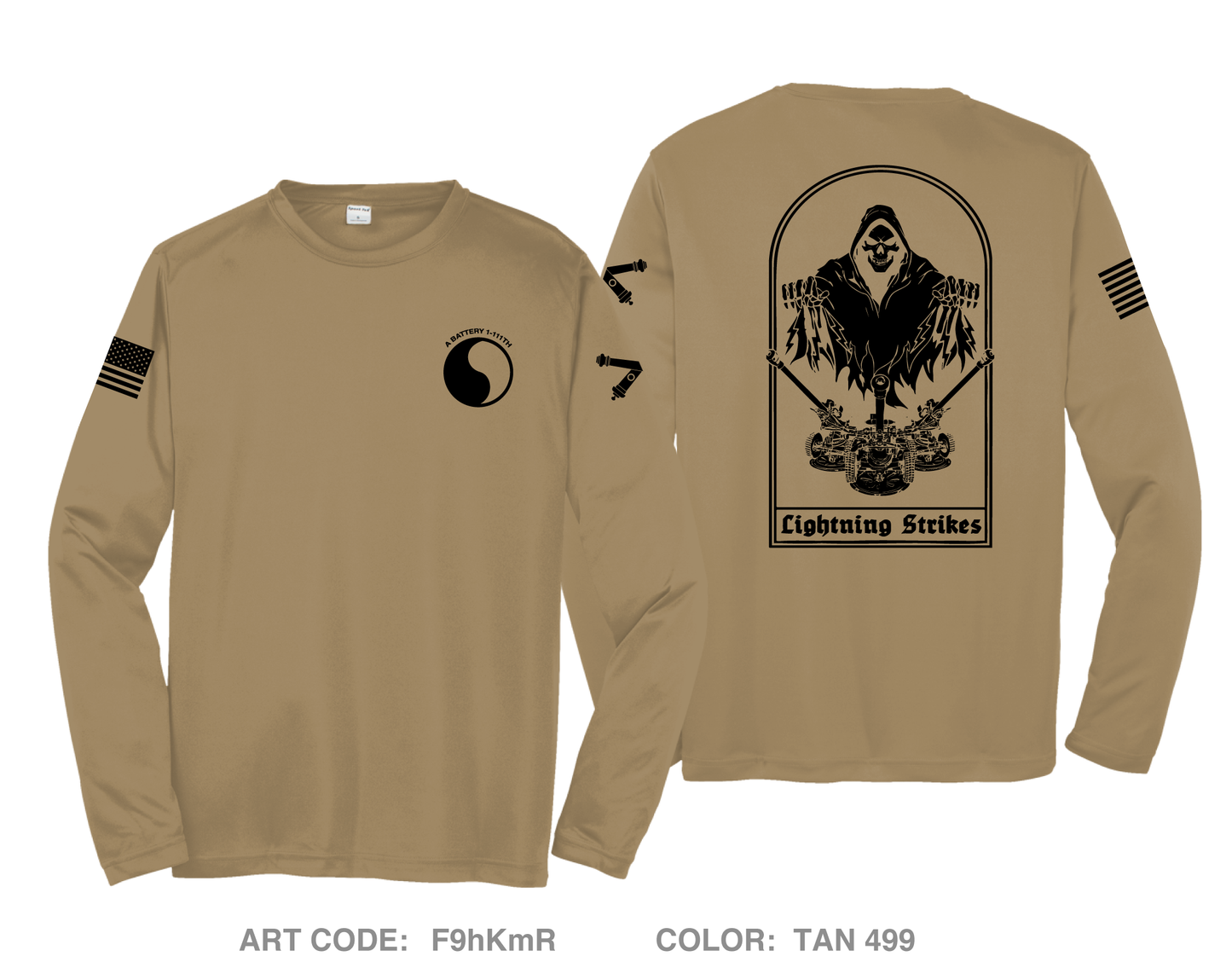 Alpha Battery 1-11th FA, 116th IBCT Hi-Tech Performance Unisex LS Tee - F9hKmR