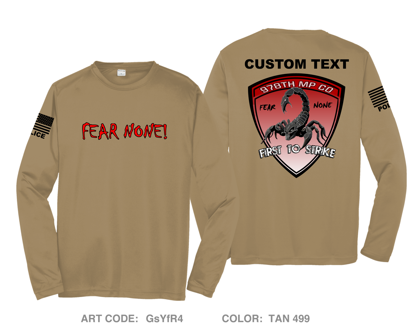 CUSTOM 978TH MP CO Fundraising Collection  Hi-Tech Performance Unisex LS Tee - GsYfR4