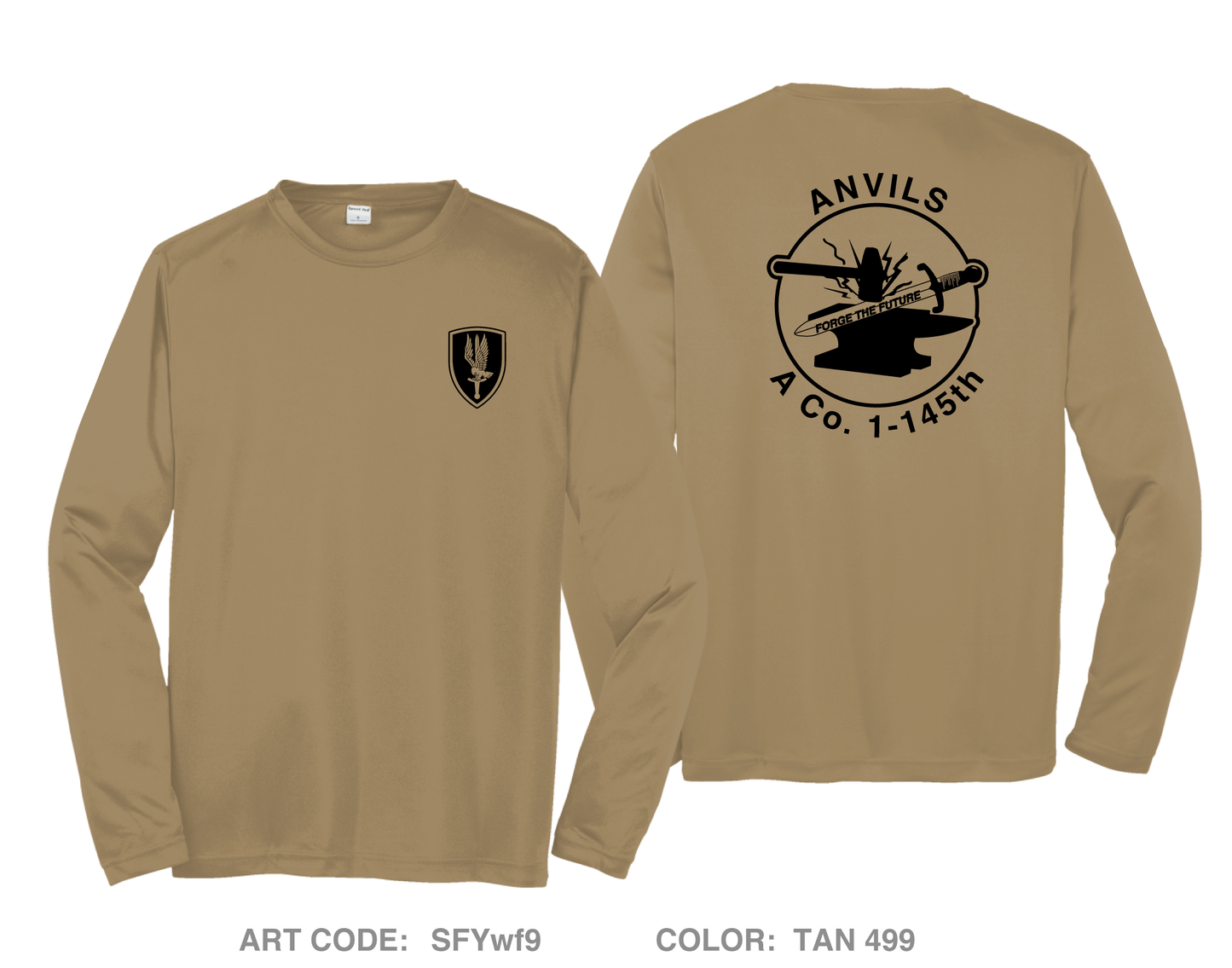 A CO. "Anvils", 1-145th Hi-Tech Performance Unisex LS Tee - SFYwf9