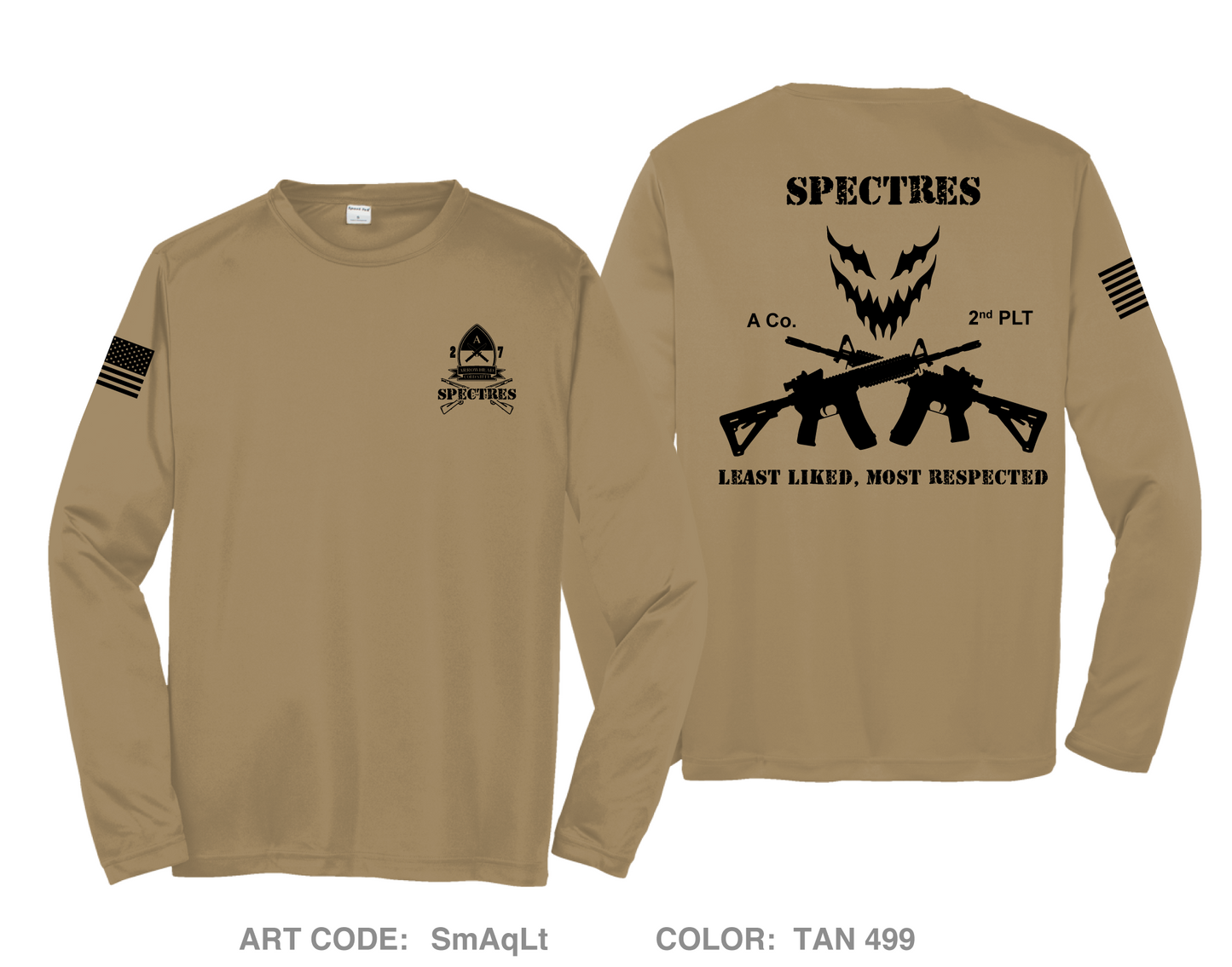 Specter A-Co, 2-7CAV Hi-Tech Performance Unisex LS Tee - SmAqLt