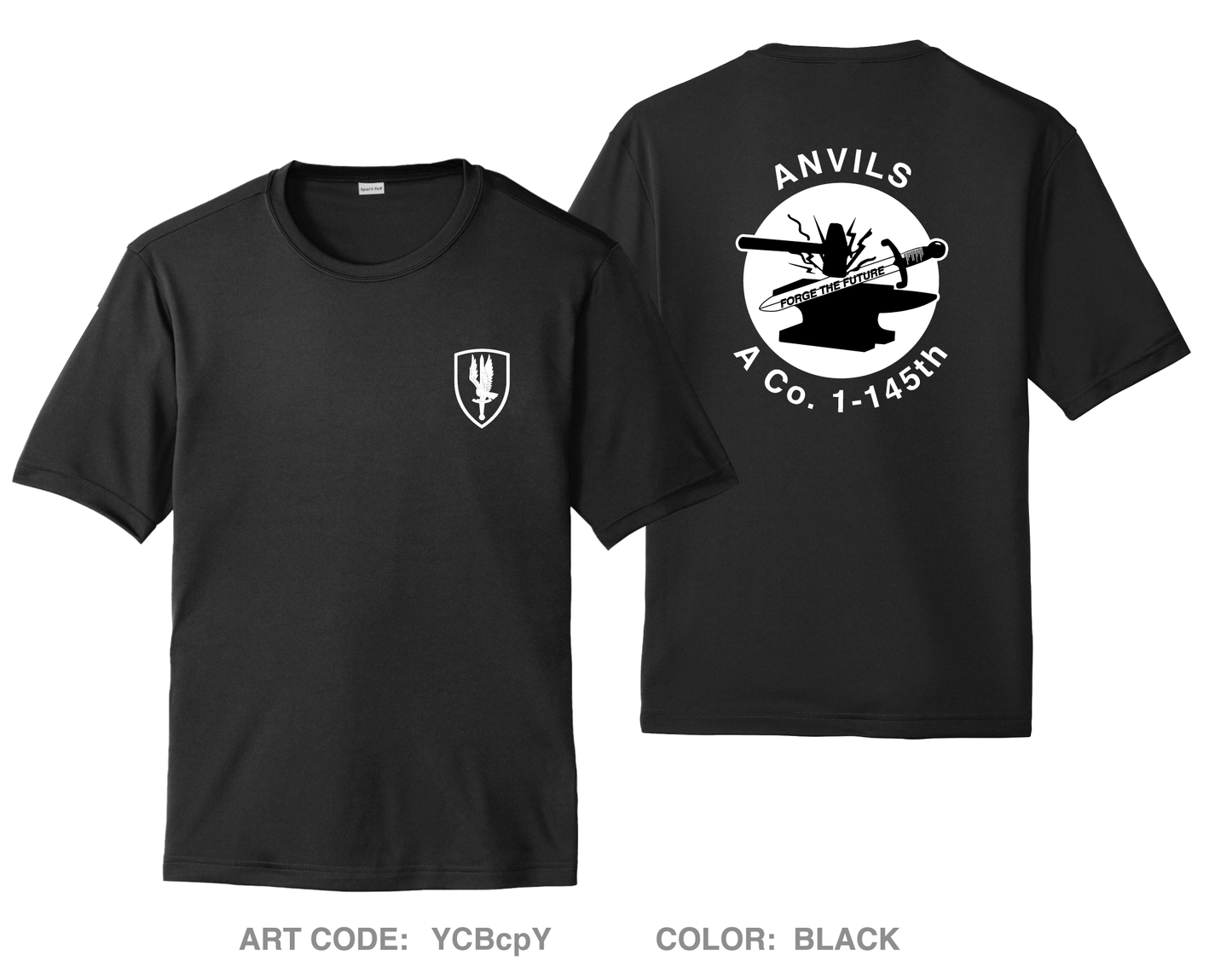 A CO. "Anvils", 1-145th Hi-Tech Performance Unisex SS Tee - YCBcpY