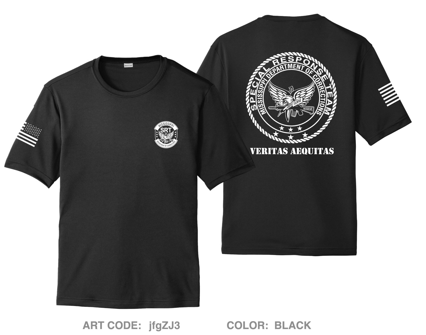 Mississippi Department of Corrections Special Response Team Hi-Tech Performance Unisex SS Tee - jfgZJ3
