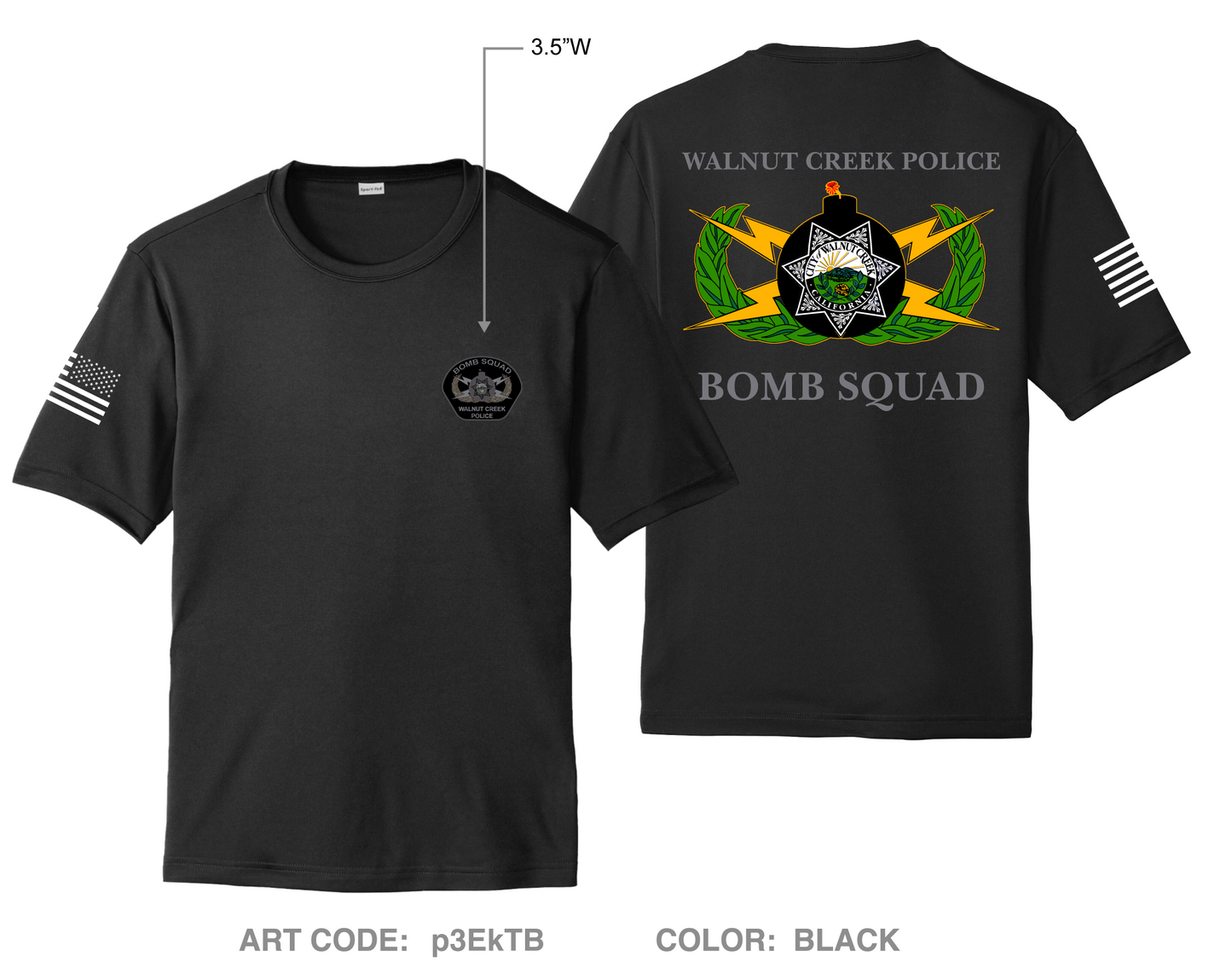 Walnut Creek Police Bomb Squad Hi-Tech Performance Unisex SS Tee - p3EkTB