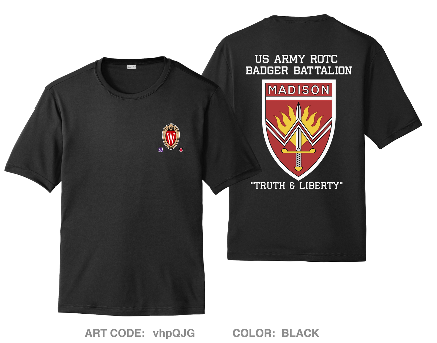 Badger BN Army ROTC Hi-Tech Performance Unisex SS Tee - vhpQJG