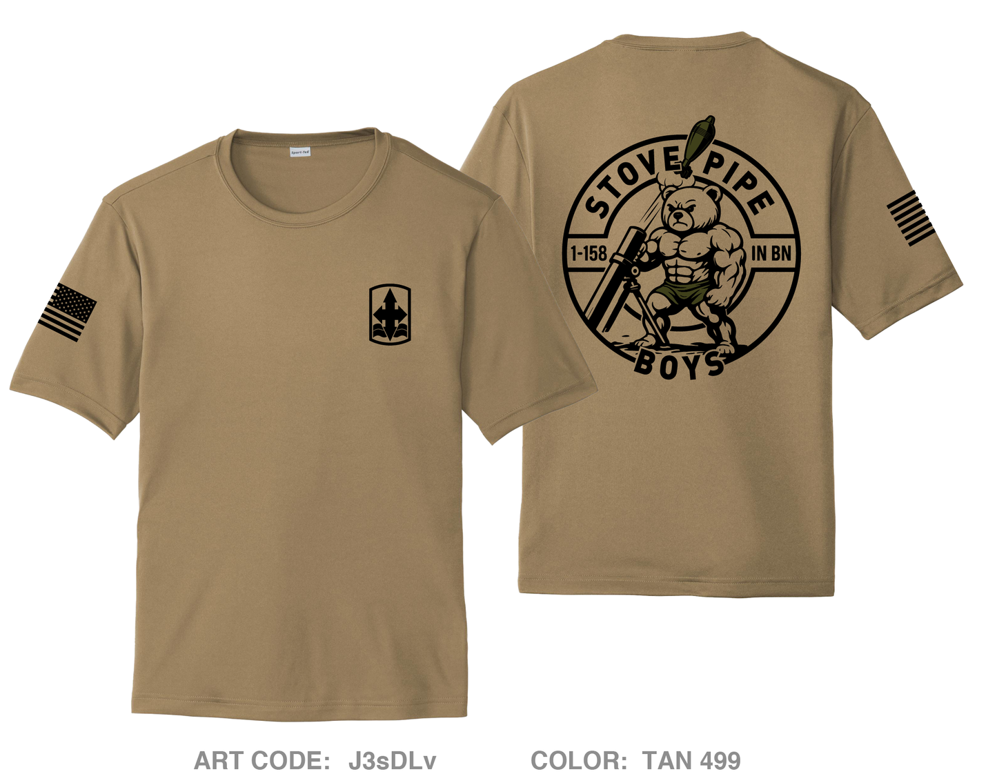1-158 IN BN HHC Mortar Platoon Hi-Tech Performance Unisex SS Tee - J3sDLv