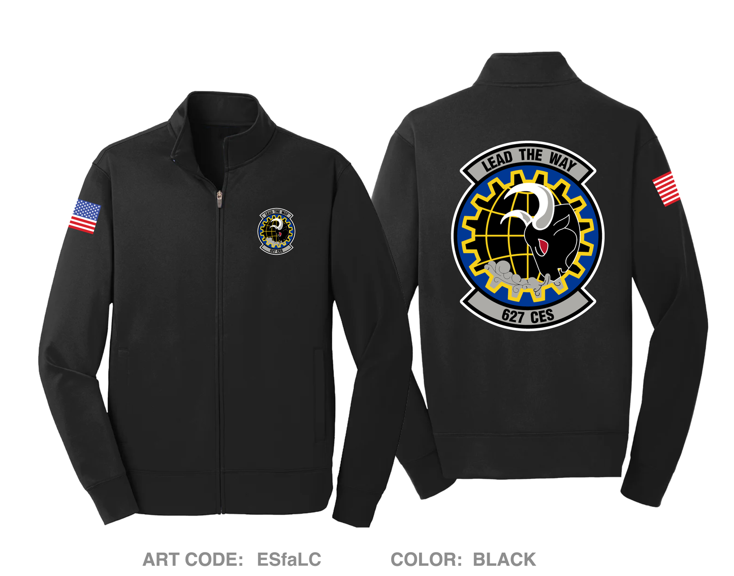 627th Civil Engineer Squadron Hi-Tech Performance Full-Zip Fleece Jacket - ESfaLC