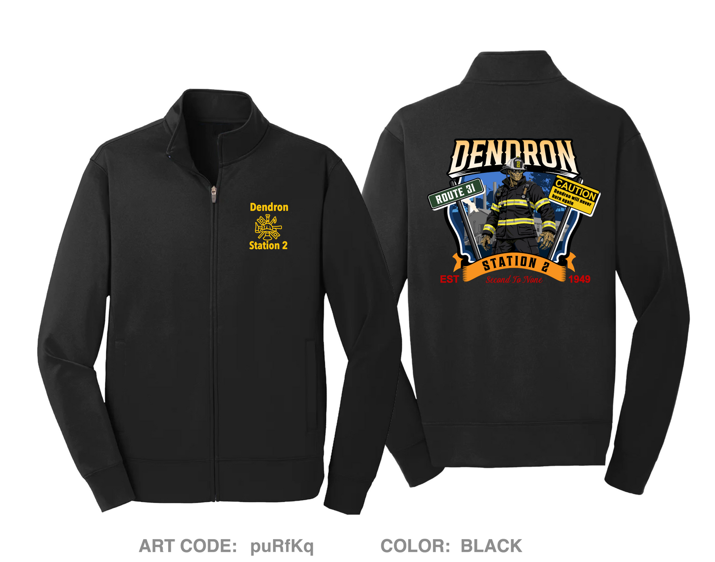 Dendron Fire Department Hi-Tech Performance Full-Zip Fleece Jacket - puRfKq