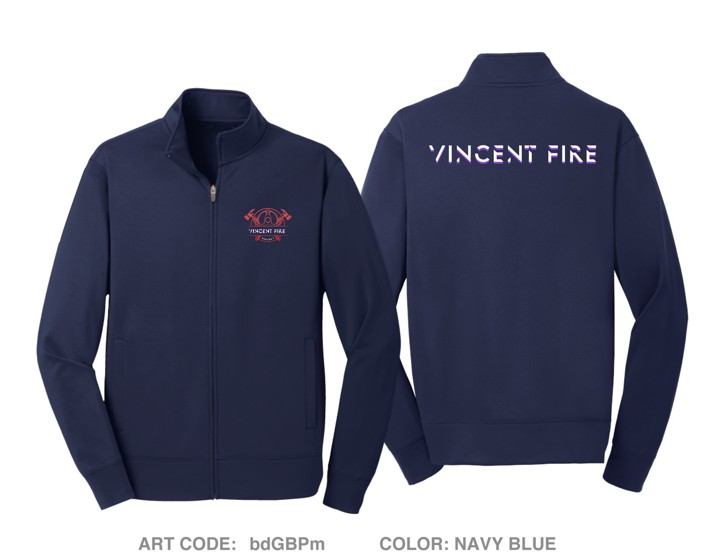 Vincent Fire Department Hi-Tech Performance Full-Zip Fleece Jacket - bdGBPm