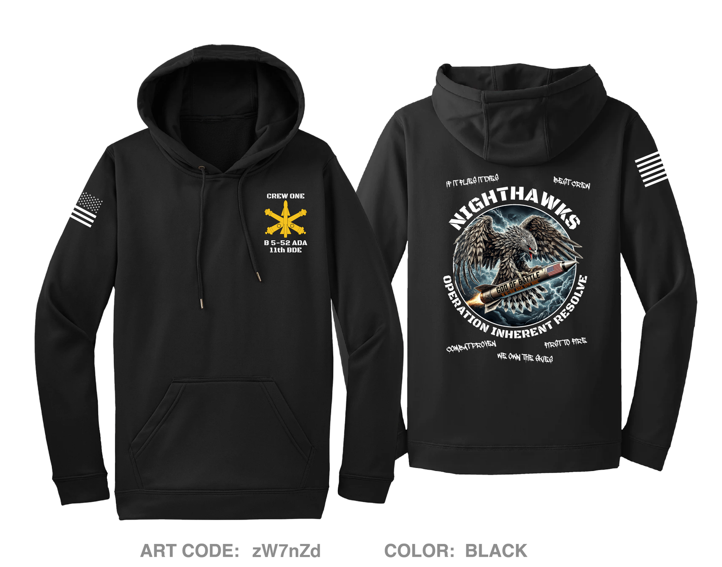 B 5-52 ADA 11th BDE Hi-Tech Performance Hoodie - zW7nZd