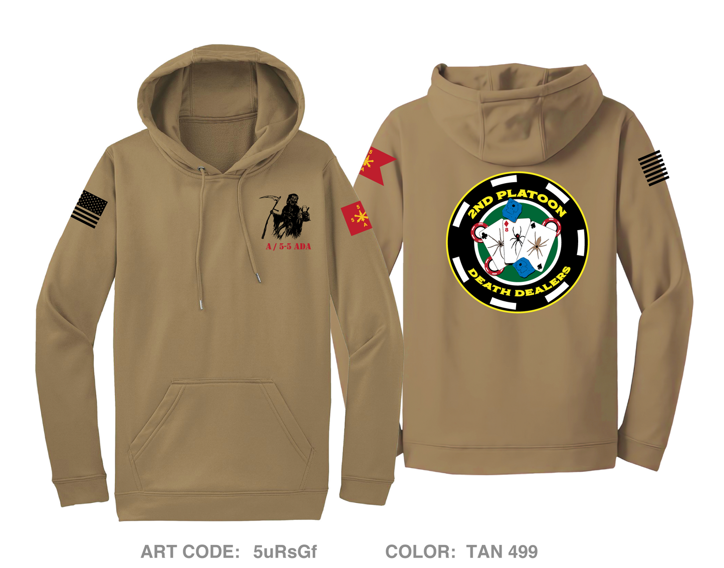 2nd Platoon Death Dealers A 5-5 Hi-Tech Performance Hoodie - 5uRsGf