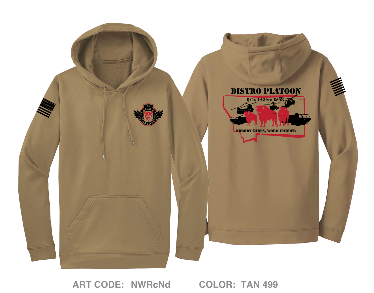 E co. 1-189th GSAB Hi-Tech Performance Hoodie - NWRcNd