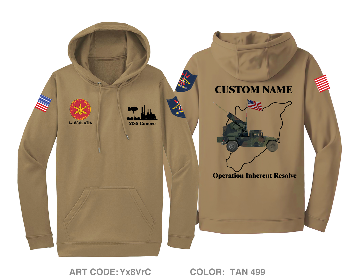 CUSTOM 1-188th ADA Hi-Tech Performance Hoodie - Yx8VrC