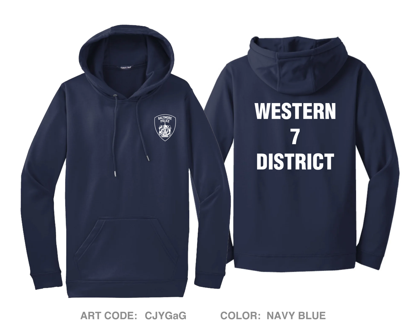 Baltimore Police Western District Hi-Tech Performance Hoodie - CJYGaG