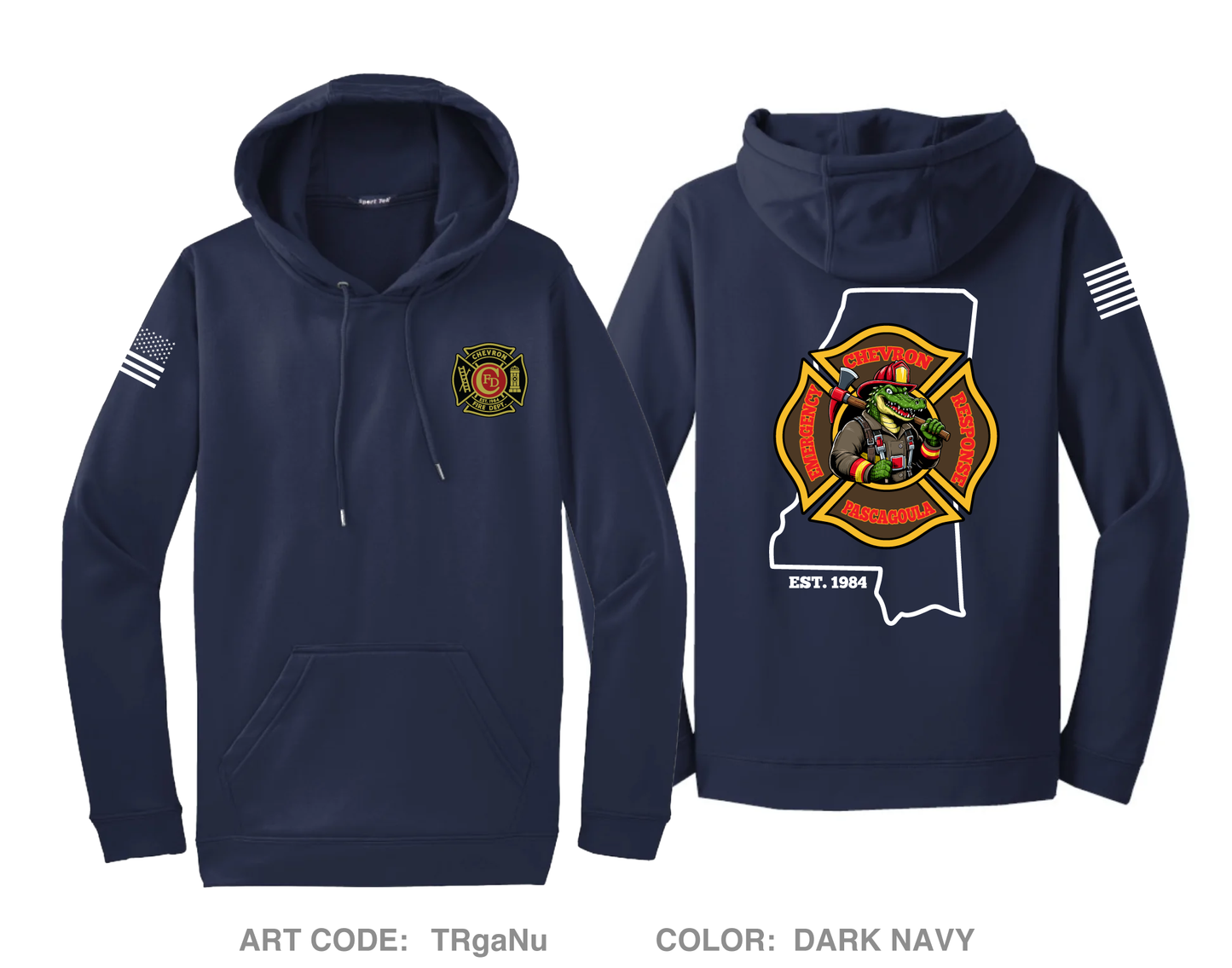 Chevron Pascagoula Fire Department Hi-Tech Performance Hoodie - TRgaNu