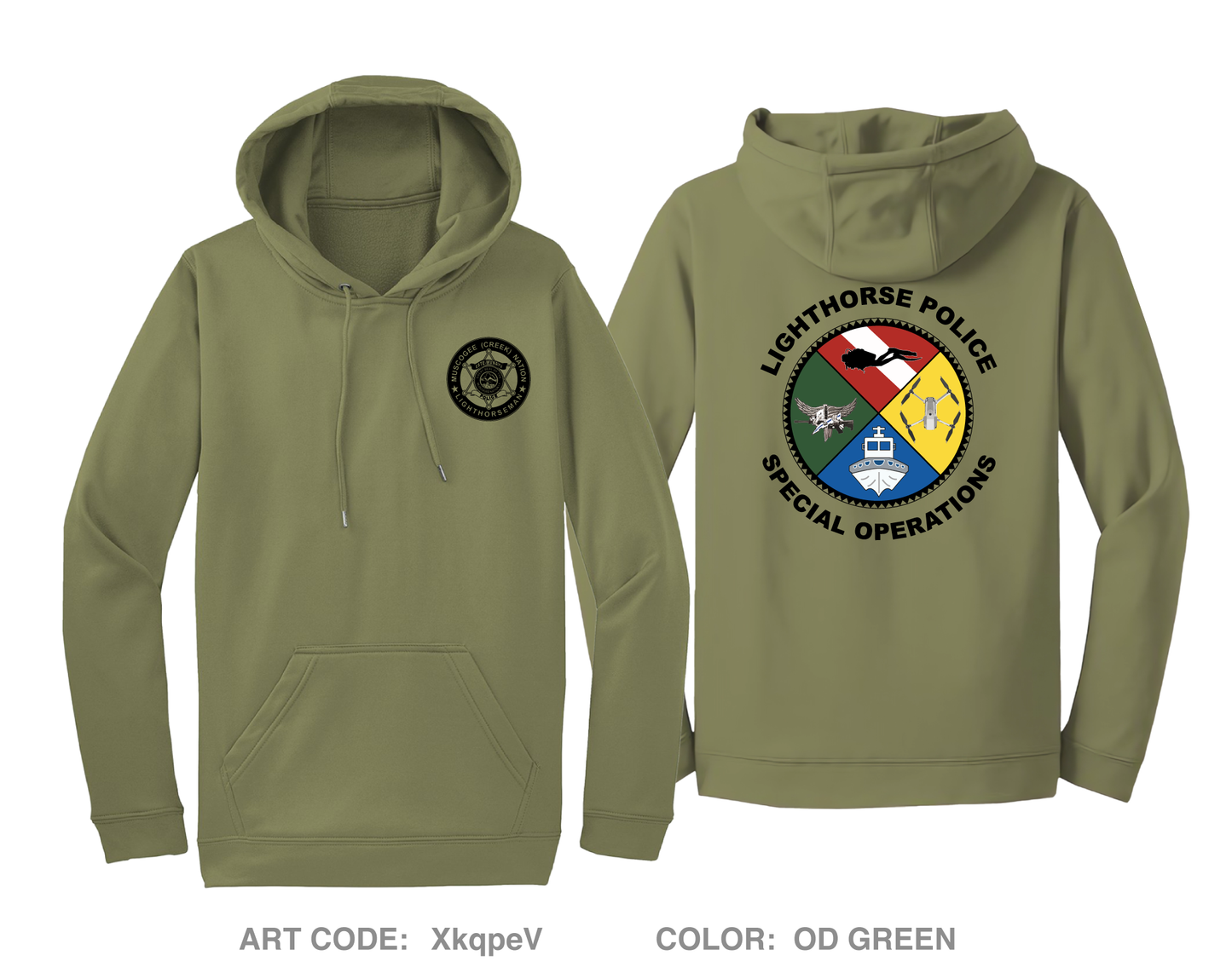 Muscogee (Creek) Nation Lighthorse Police Hi-Tech Performance Hoodie - XkqpeV