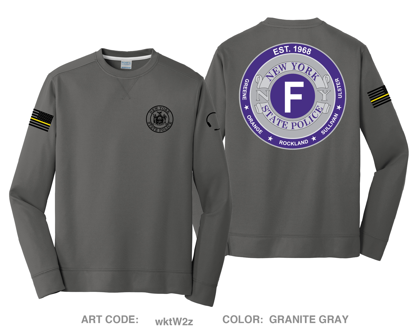 NYSP troop F communications HI-Tech Performance Crewneck Sweatshirt - wktW2z