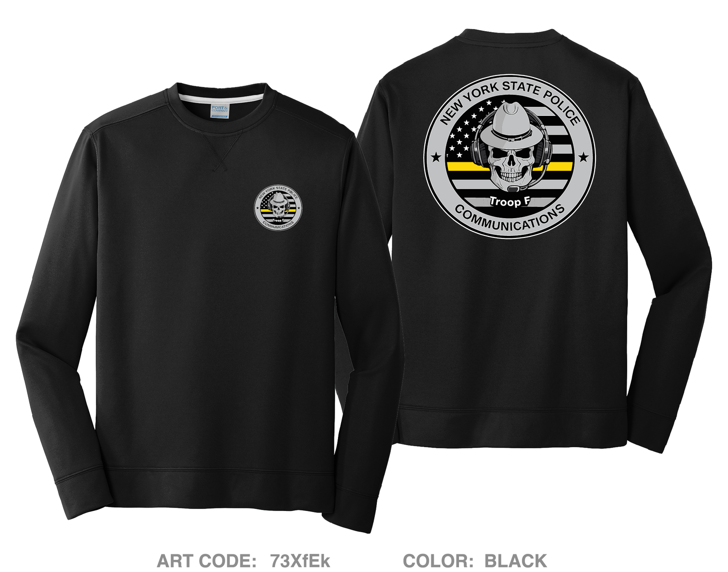 NYSP troop f communications HI-Tech Performance Crewneck Sweatshirt - 73XfEk