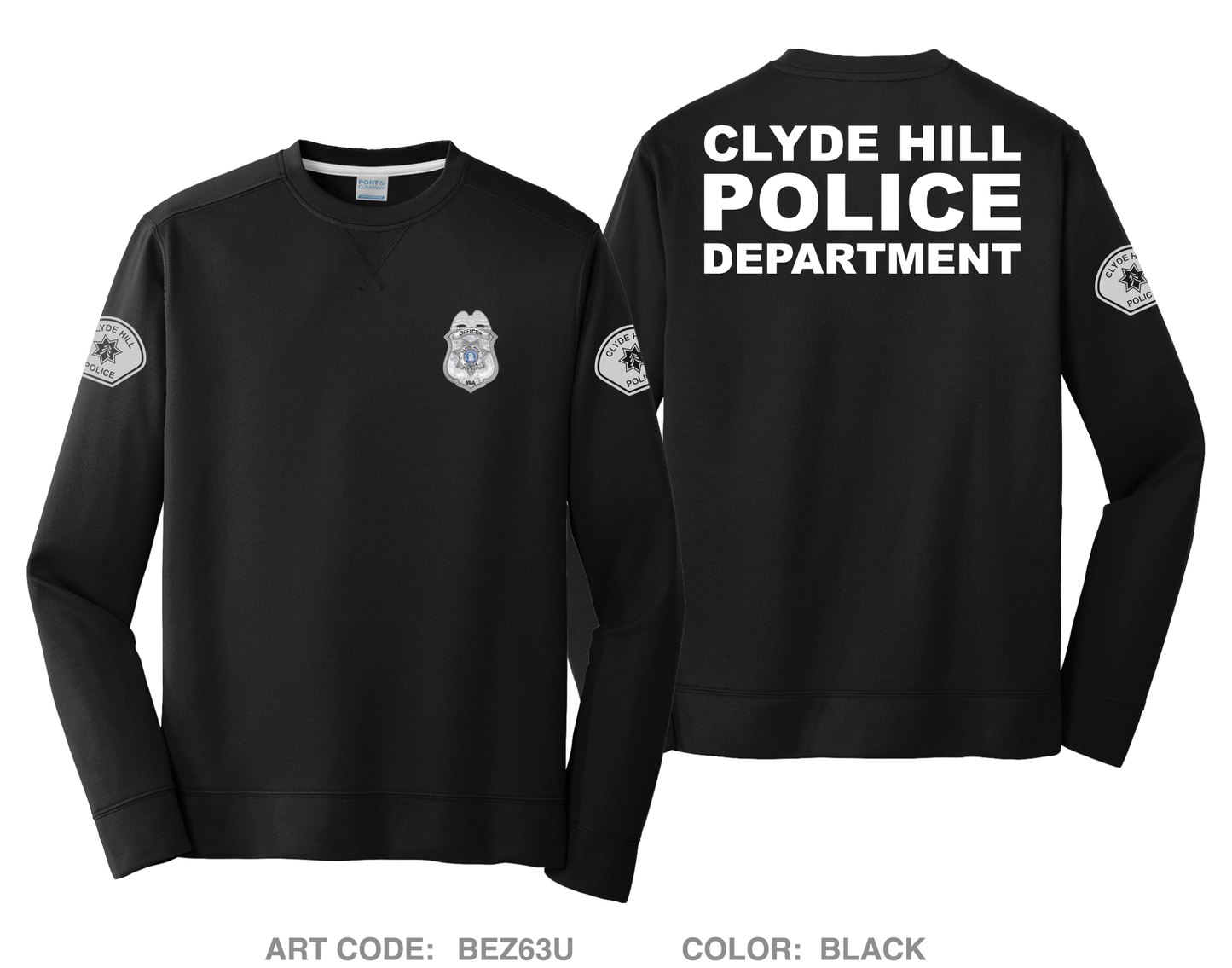 Clyde Hill Police Department Store 1 HI-Tech Performance Crewneck Sweatshirt - BEZ63U