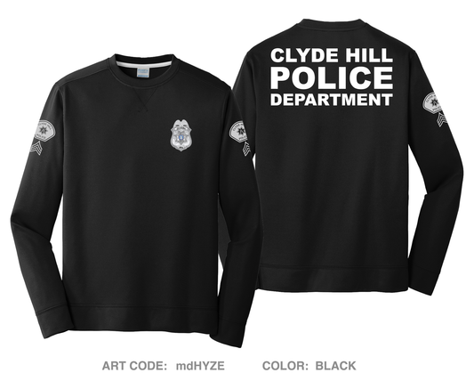 Clyde Hill Police Department Store 1 HI-Tech Performance Crewneck Sweatshirt - mdHYZE