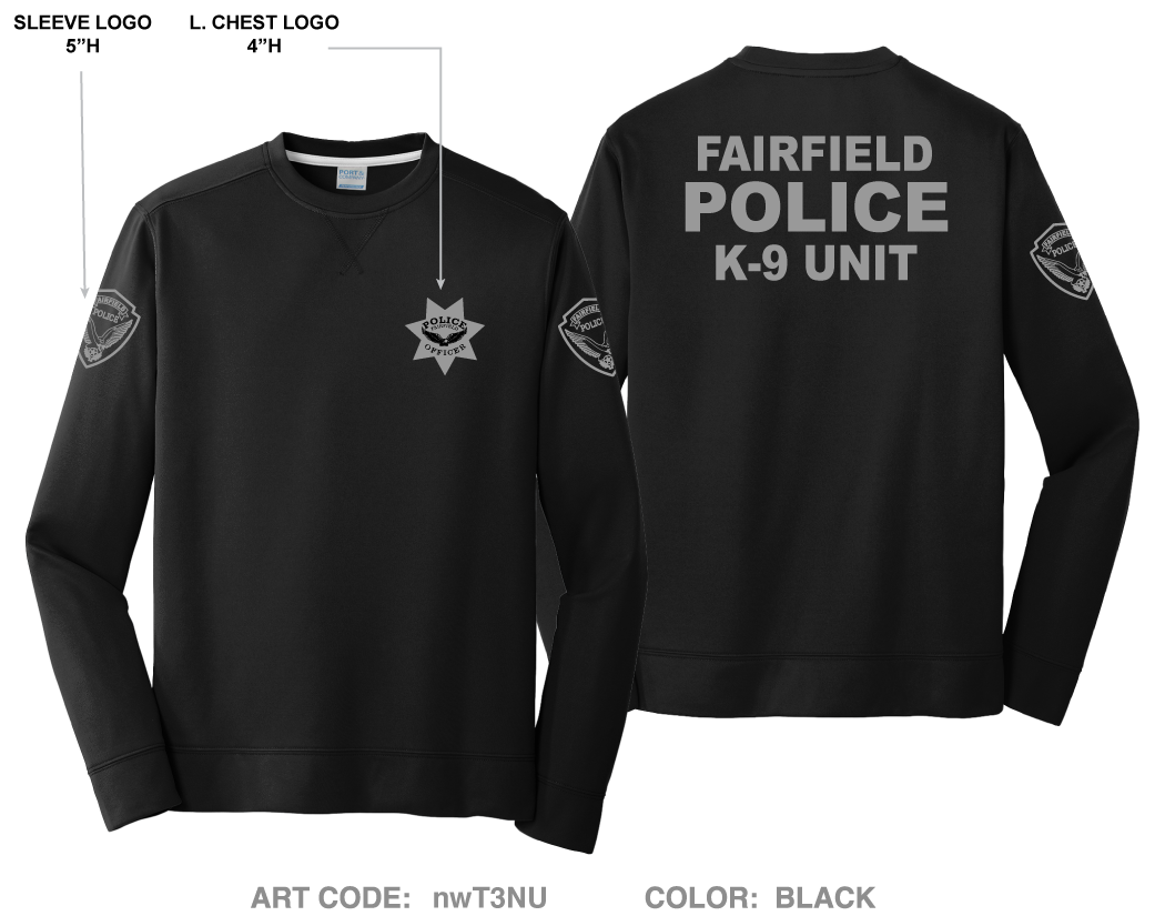 Fairfield Police K9 Unit HI-Tech Performance Crewneck Sweatshirt - nwT3NU