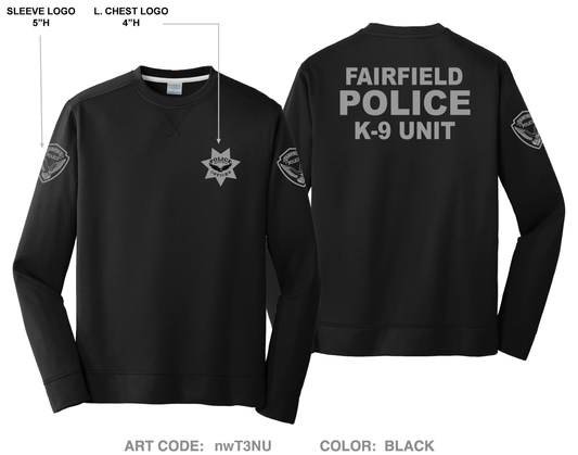 Fairfield Police K9 Unit HI-Tech Performance Crewneck Sweatshirt - nwT3NU
