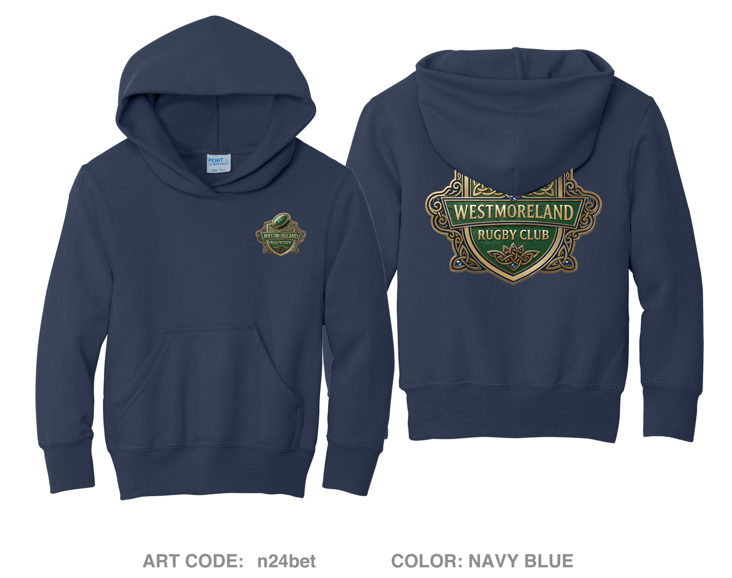 Westmoreland Rugby Club Comfort Youth Cotton Blend Hooded Sweatshirt - n24bet