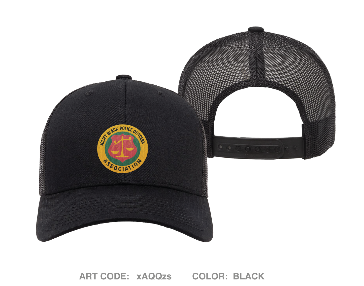 Joliet Black Police Officers Association Embroidered Snapback Trucker Cap - xAQQzs